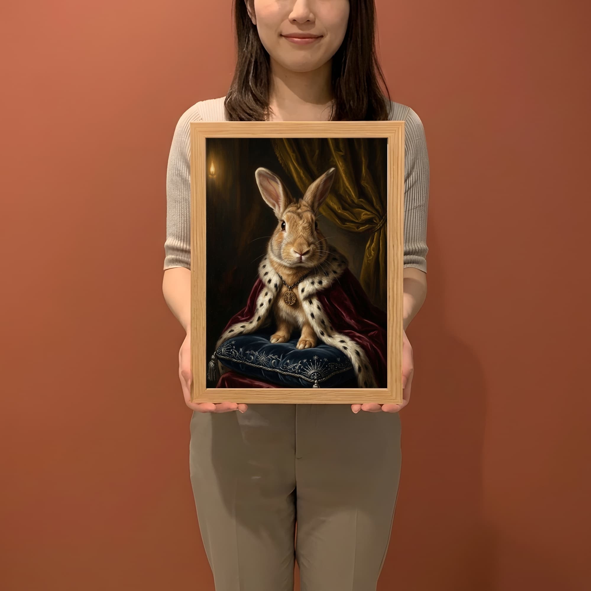 フレミッシュジャイアントのルネサンス肖像画額装プリント(A4サイズ) 2