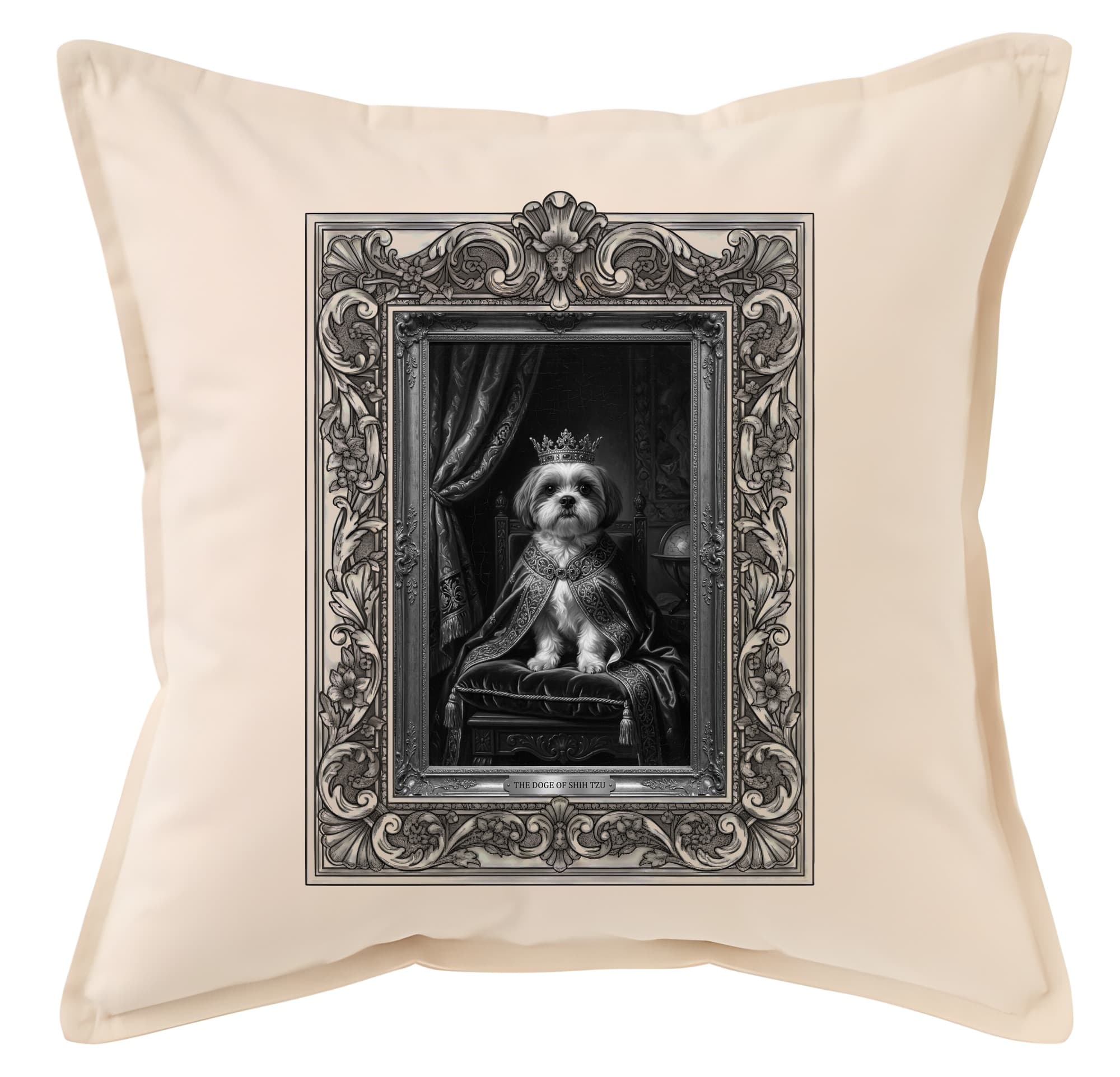 Shih Tzu Renaissance Portrait Throw Cushion (Framed Design)