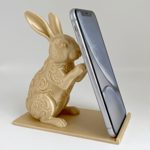 French Angora Renaissance Portrait Phone Stand (Silky Gold)