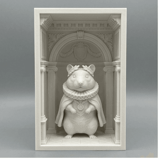 Golden hamster Renaissance Portrait Booknook Diorama