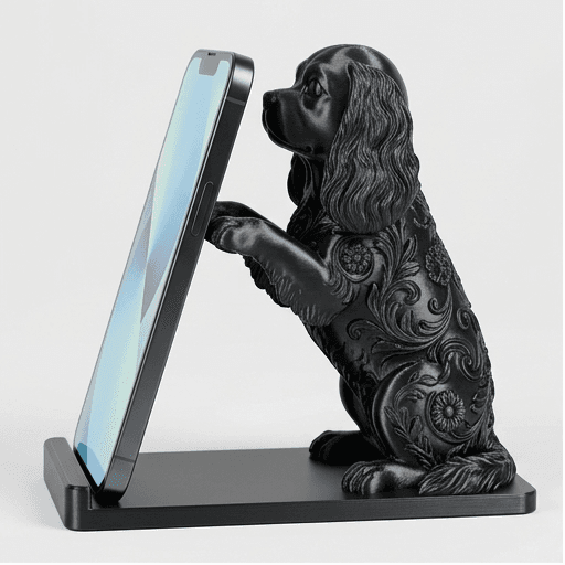 Cavalier King Charles spaniel Renaissance Portrait Phone Stand (Silky Black)