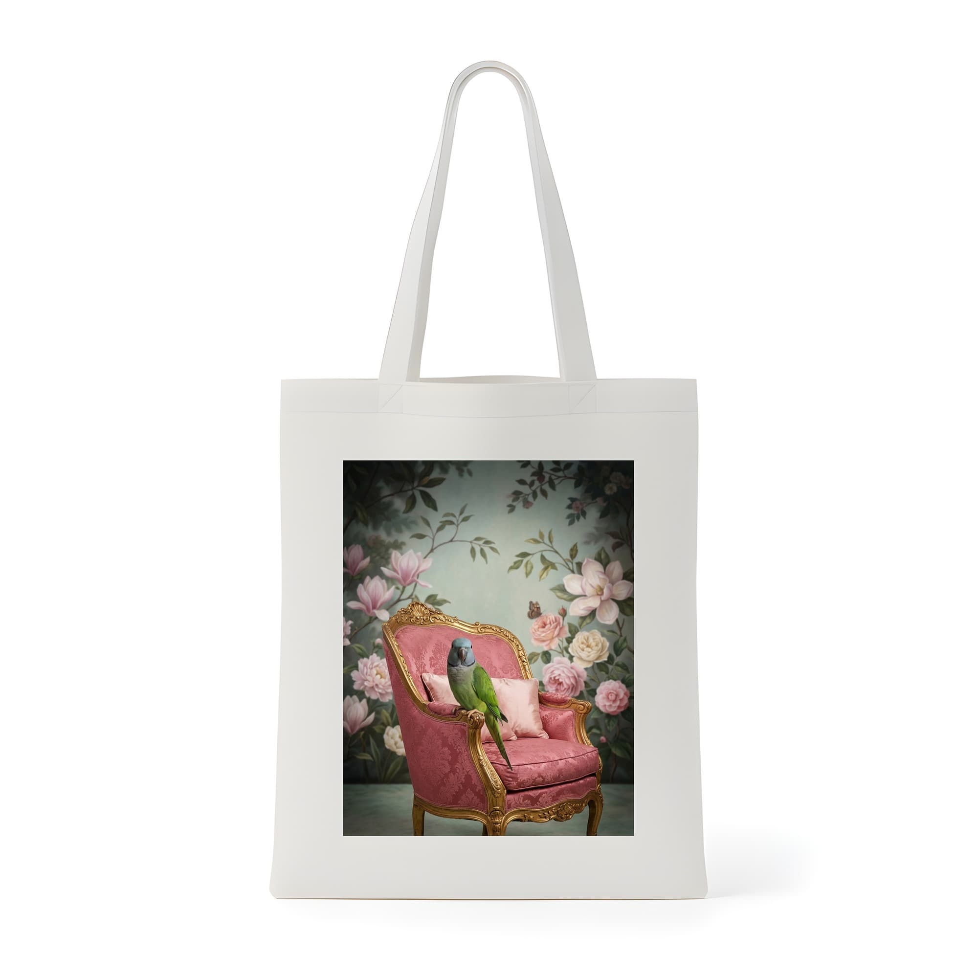 Derbyan Parakeet Shabby Pink Oil-Painting Rococo Tote Bag