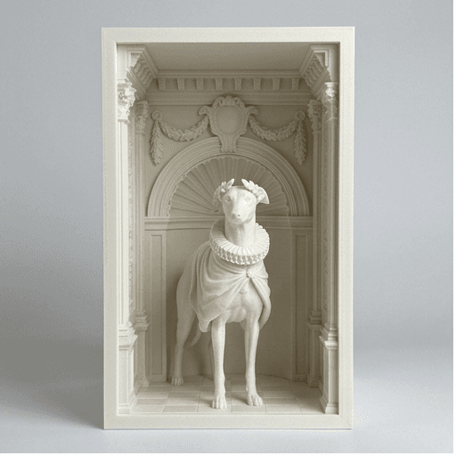 Italian greyhound Renaissance Portrait Booknook Diorama