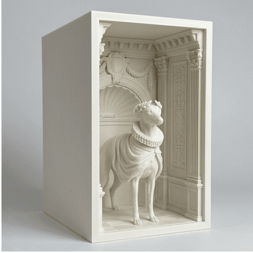 Italian greyhound Renaissance Portrait Booknook Diorama 2