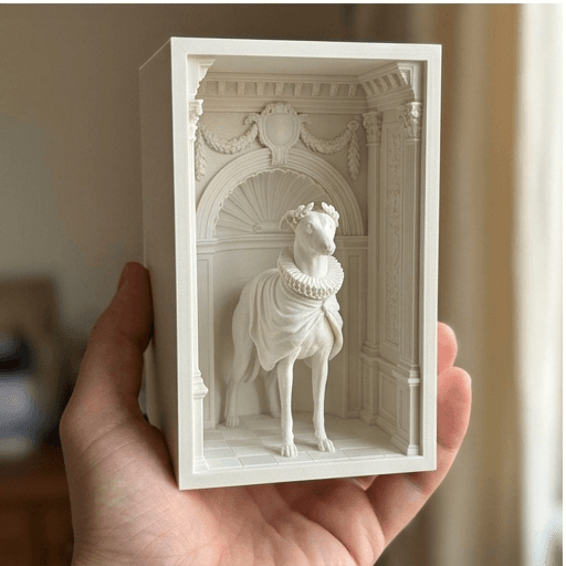 Italian greyhound Renaissance Portrait Booknook Diorama 3