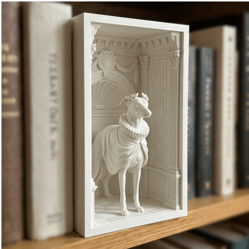 Italian greyhound Renaissance Portrait Booknook Diorama 4