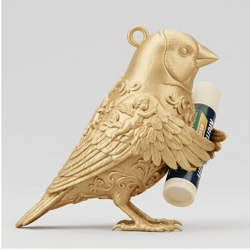 コキンチョウのルネサンス肖像画リップケース(シルクゴールド) 2