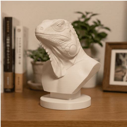 Red Iguana Renaissance Portrait Bust Sculpture
