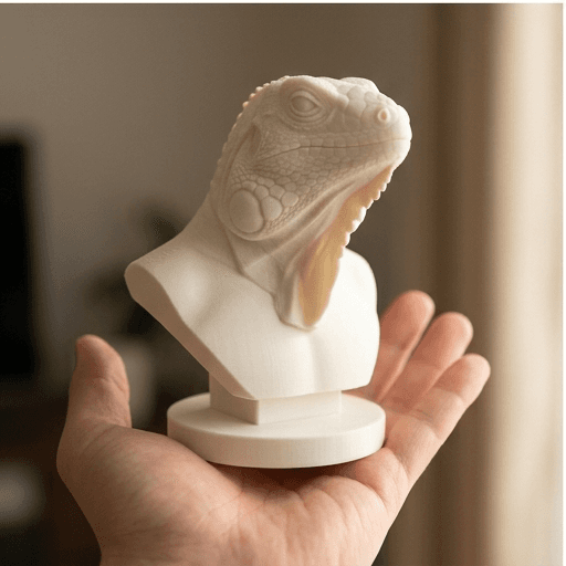 Red Iguana Renaissance Portrait Bust Sculpture 2