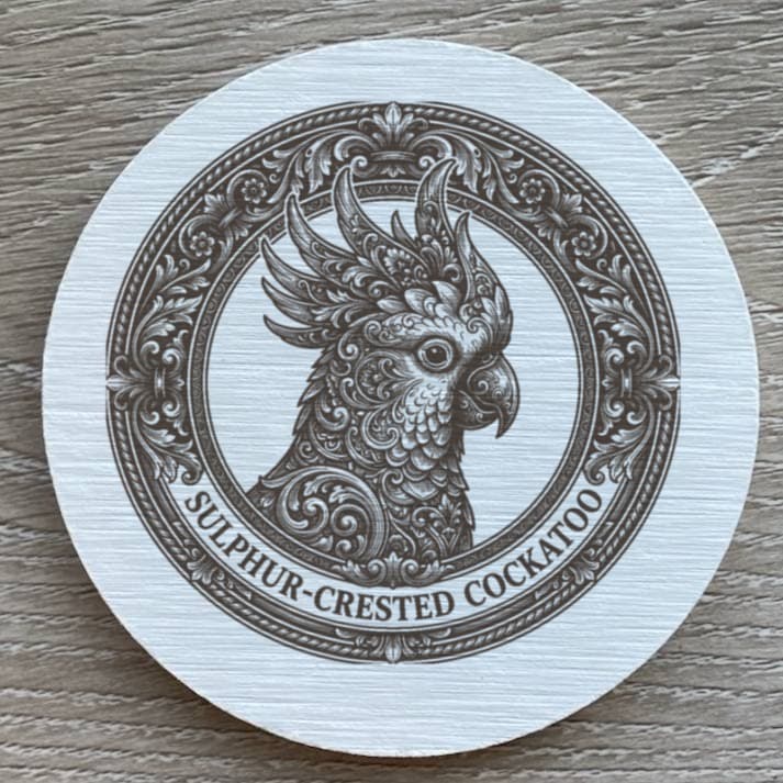 Sulphur-crested Cockatoo Renaissance Portrait Coaster Set 2