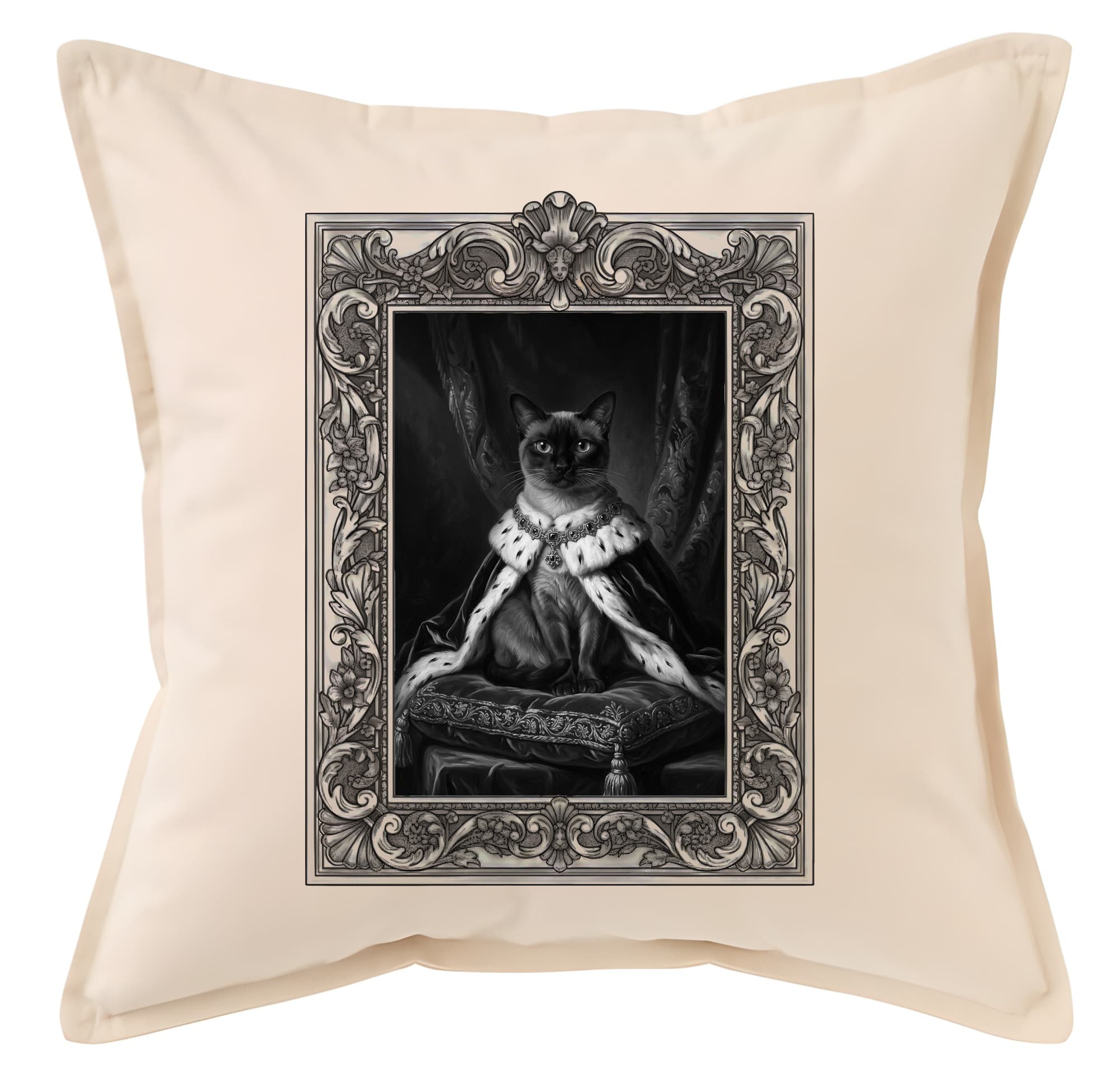 Burmese Renaissance Portrait Throw Cushion (Framed Design)