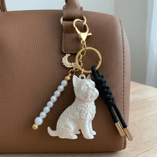 Yorkshire terrier Renaissance Portrait Keychain (Pearl White) 3