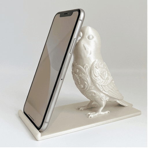 セキセイインコのルネサンス肖像画スマホスタンド(シルクホワイト)