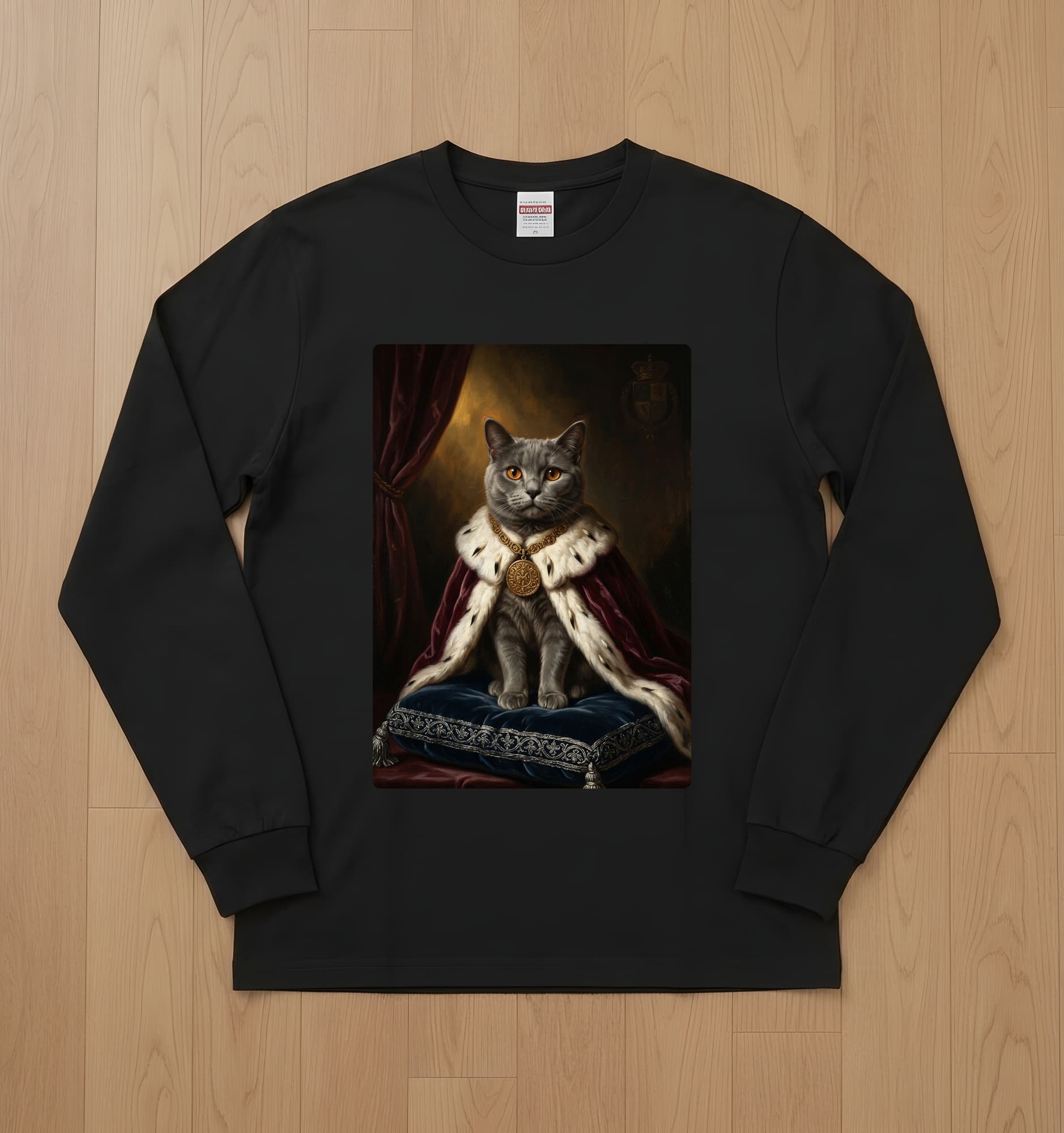 Chartreux Renaissance Portrait Long Sleeve T-Shirt (Black)