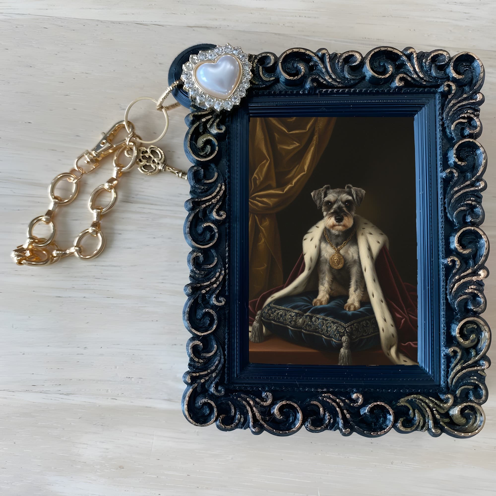 miniature schnauzer Renaissance Portrait Bag Charm (Black) 4