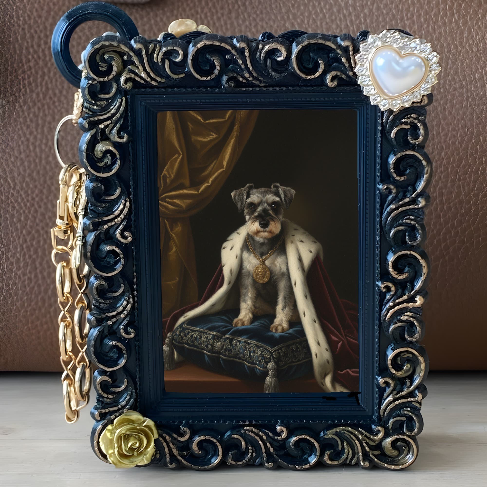 miniature schnauzer Renaissance Portrait Bag Charm (Black) 5