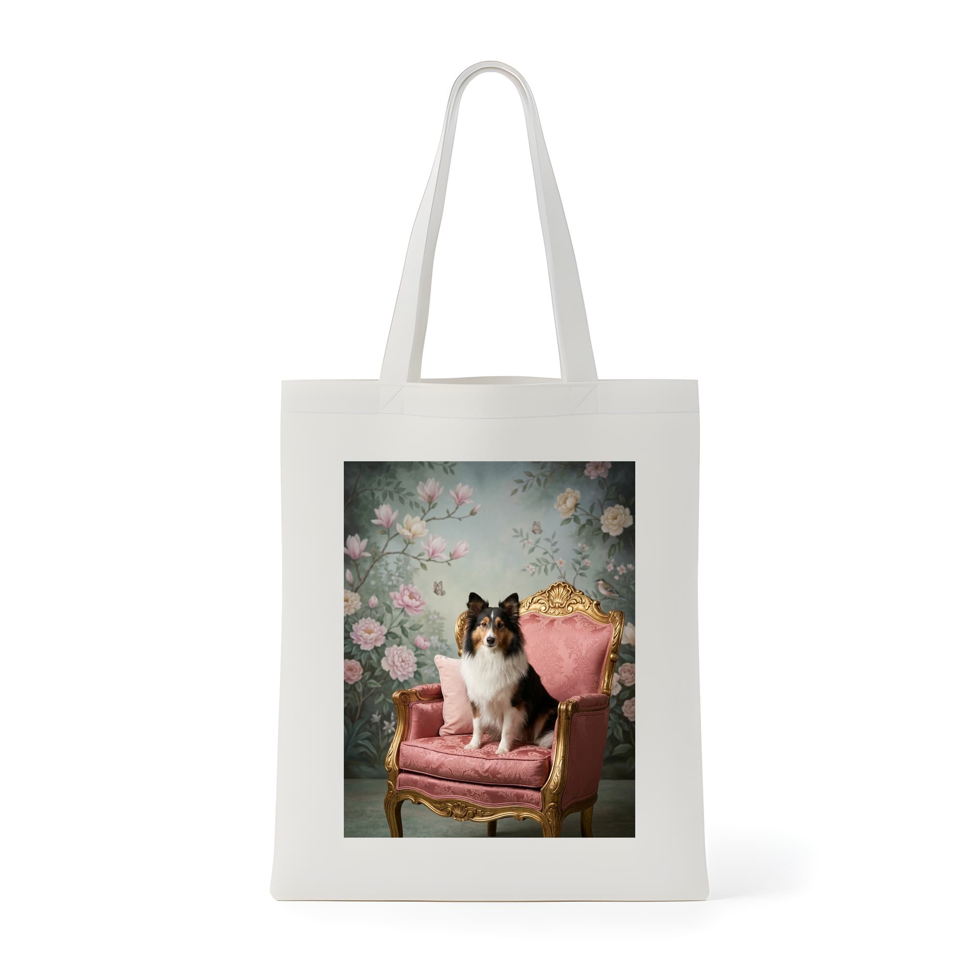 Shetland sheepdog Shabby Pink Oil-Painting Rococo Tote Bag