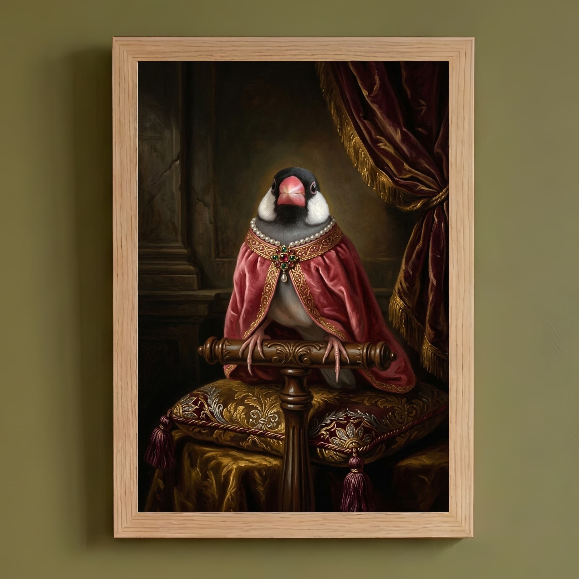 Java sparrow Renaissance Portrait Framed Art Print (A4)