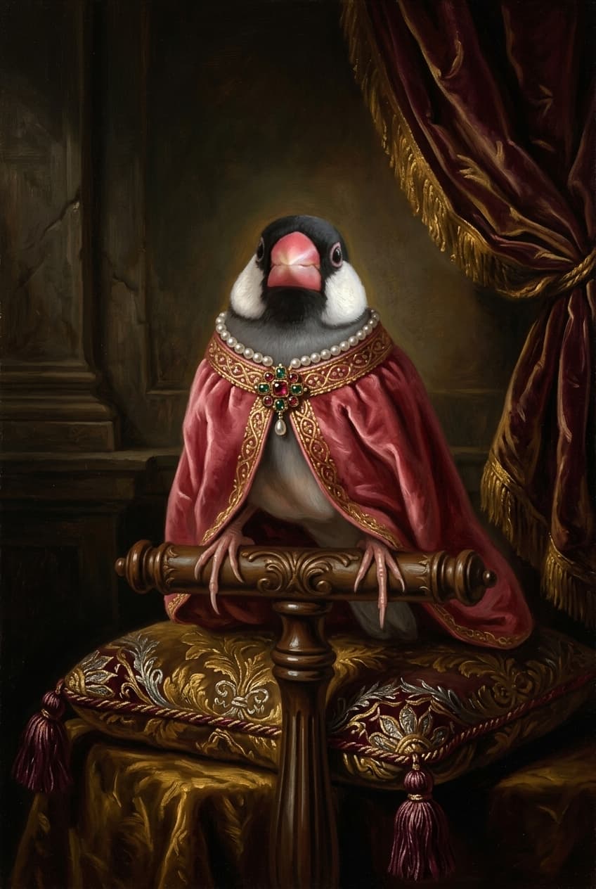 Java sparrow Renaissance Portrait Framed Art Print (A4) 4