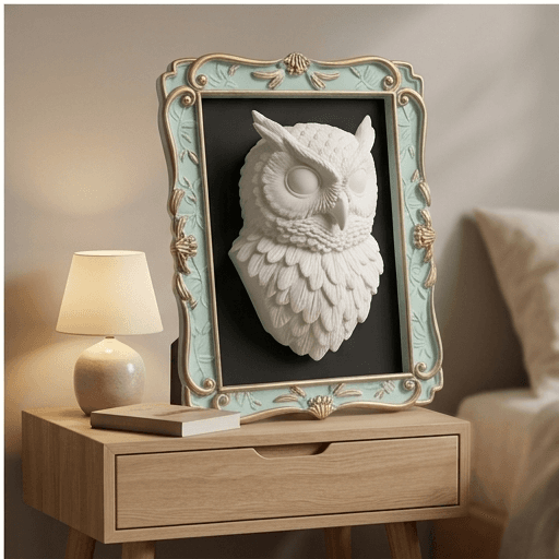 Scops owl Renaissance Portrait Wall Relief