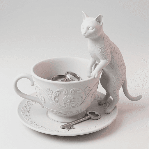 Egyptian Mau Renaissance Portrait Trinket Tray (Matte White)