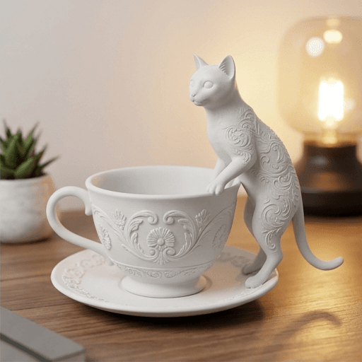 Egyptian Mau Renaissance Portrait Trinket Tray (Matte White) 2