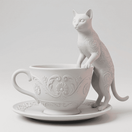Egyptian Mau Renaissance Portrait Trinket Tray (Matte White) 3