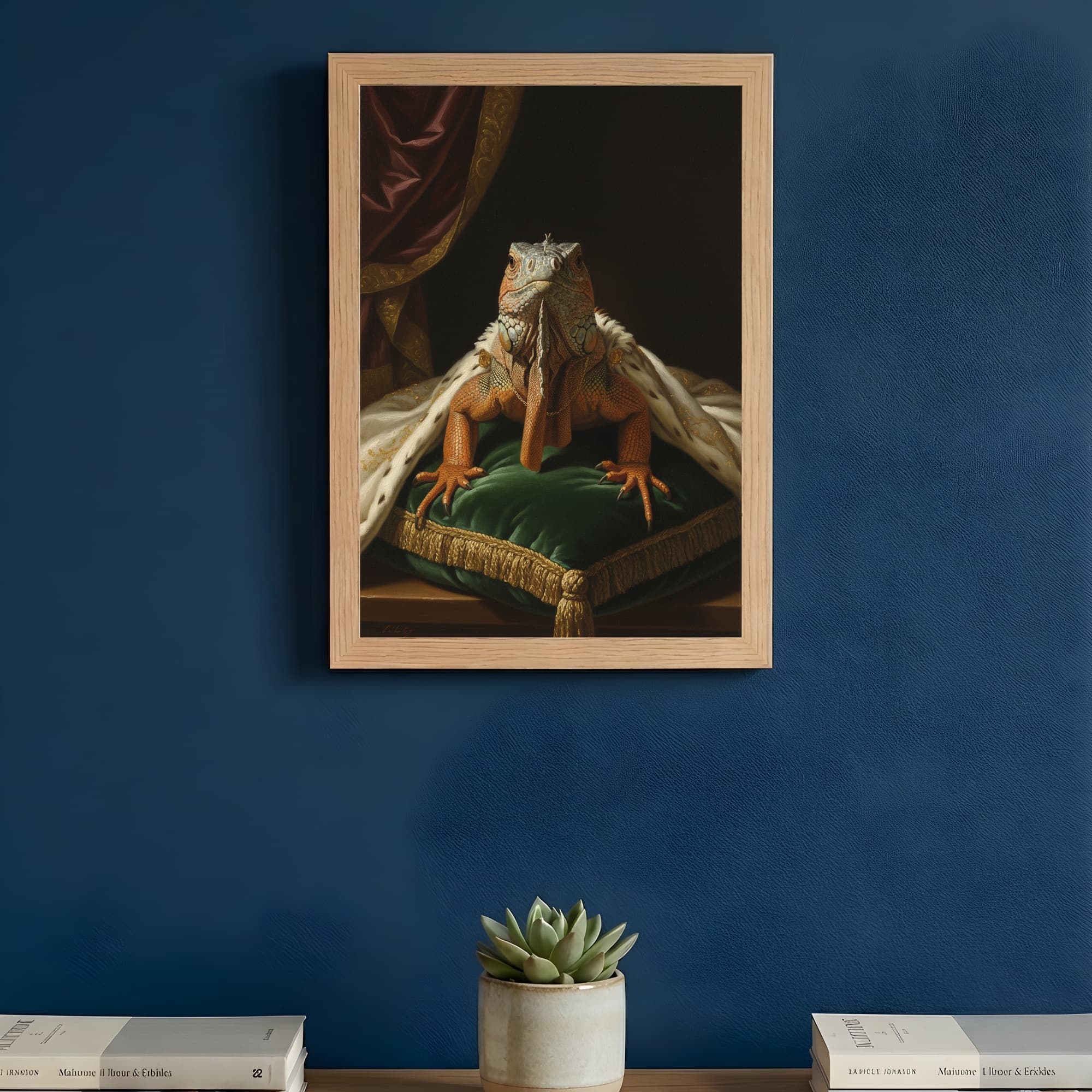 レッドイグアナのルネサンス肖像画額装プリント(A4サイズ) 3
