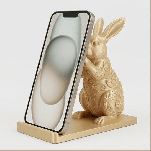 フレンチアンゴラのルネサンス肖像画スマホスタンド(シルクゴールド)