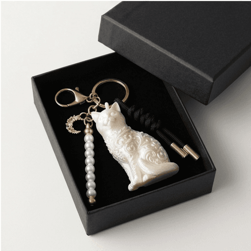 Himalayan Renaissance Portrait Keychain (Pearl White) 4