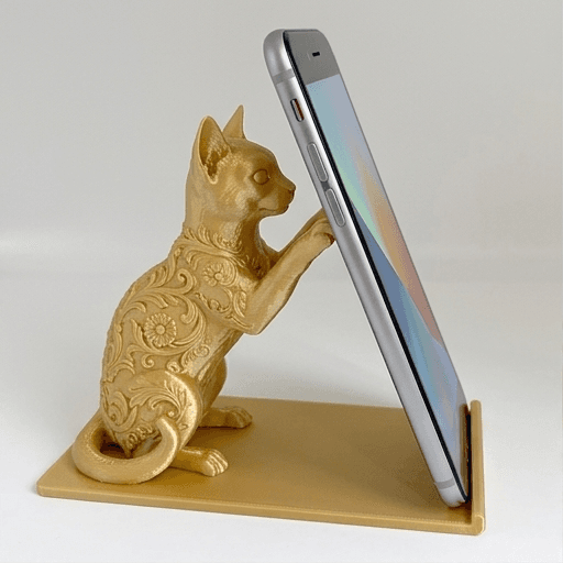 アビシニアンのルネサンス肖像画スマホスタンド(シルクゴールド)