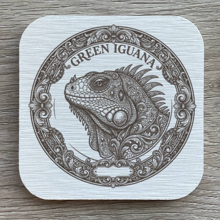 グリーンイグアナのルネサンス肖像画コースターセット