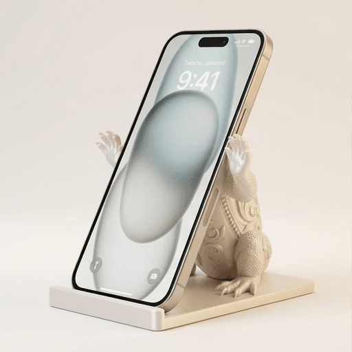 サイイグアナのルネサンス肖像画スマホスタンド(シルクホワイト)