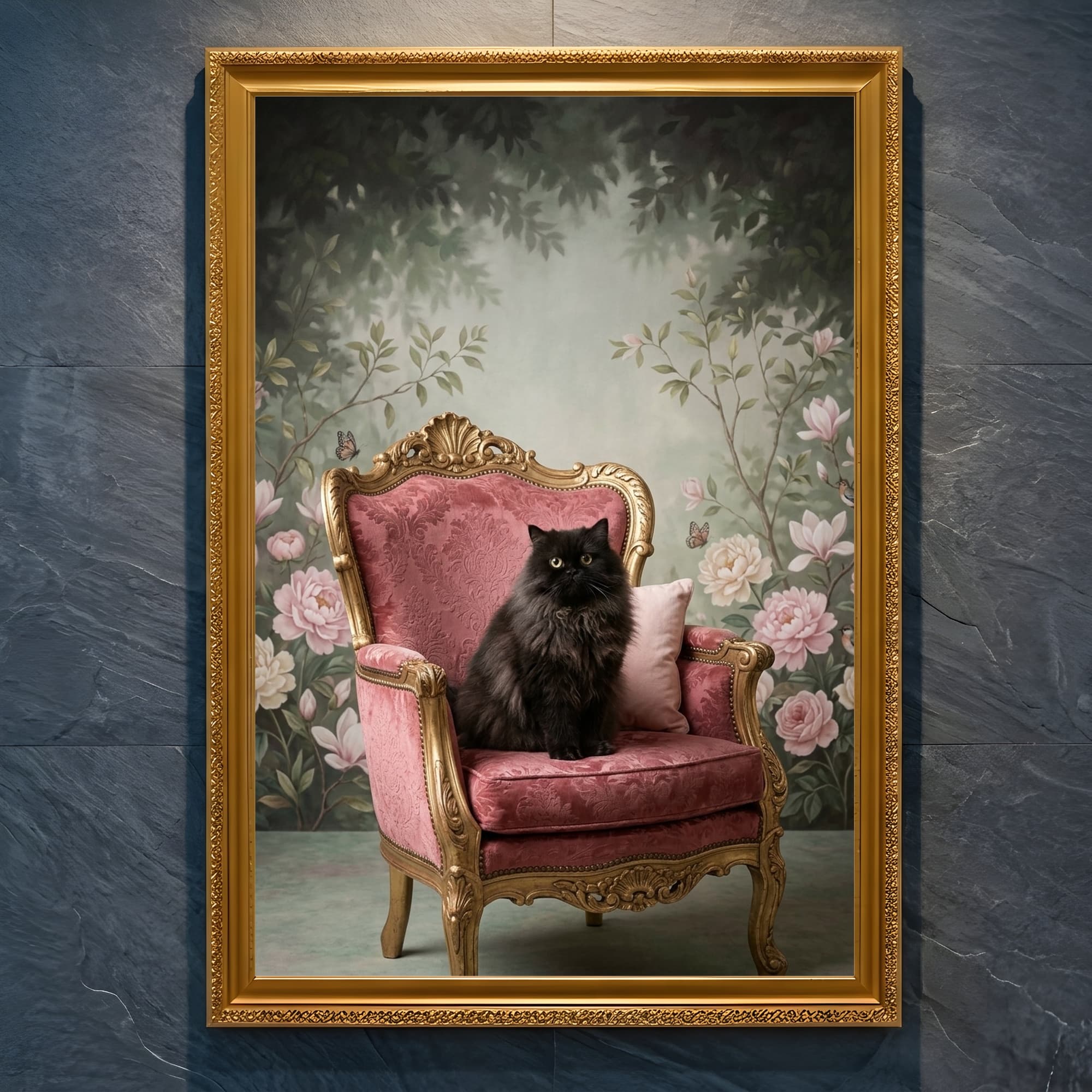 Persian Shabby Pink Oil-Painting Rococo Framed Art Print (A4 Gold)