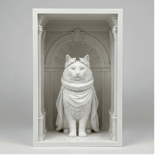 ノルウェージャンフォレストキャットのルネサンス肖像画ブックヌーク