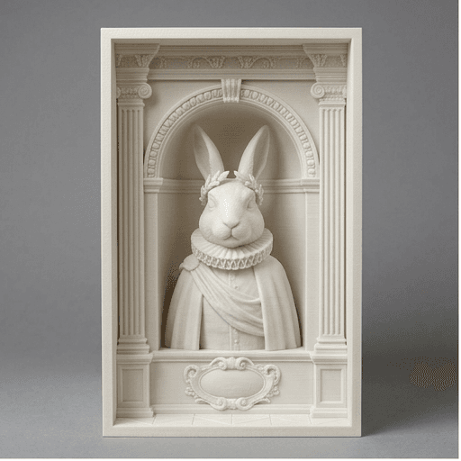 Himalayan rabbit Renaissance Portrait Booknook Diorama
