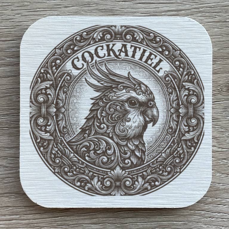 オカメインコのルネサンス肖像画コースターセット