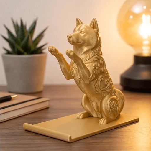柴犬のルネサンス肖像画スマホスタンド(シルクゴールド) 2