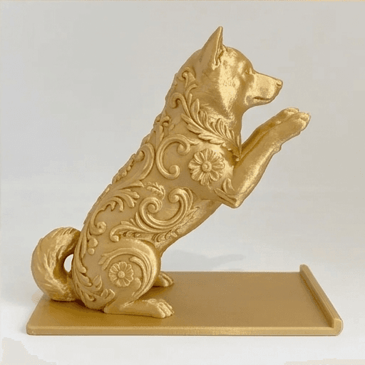 柴犬のルネサンス肖像画スマホスタンド(シルクゴールド) 4