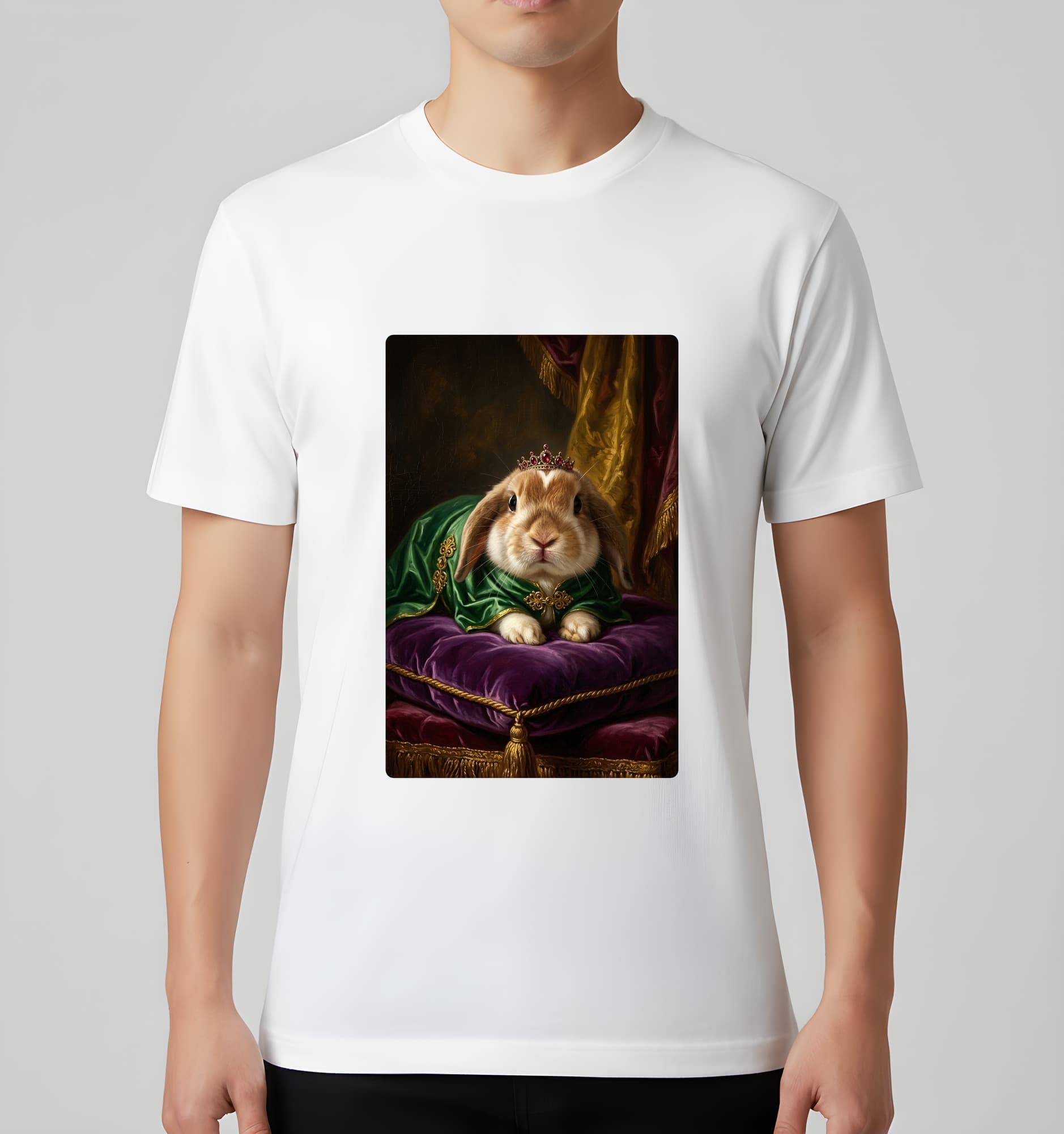 ミニロップのルネサンス肖像画Tシャツ(ホワイト・カラープリント・額縁なし) 3