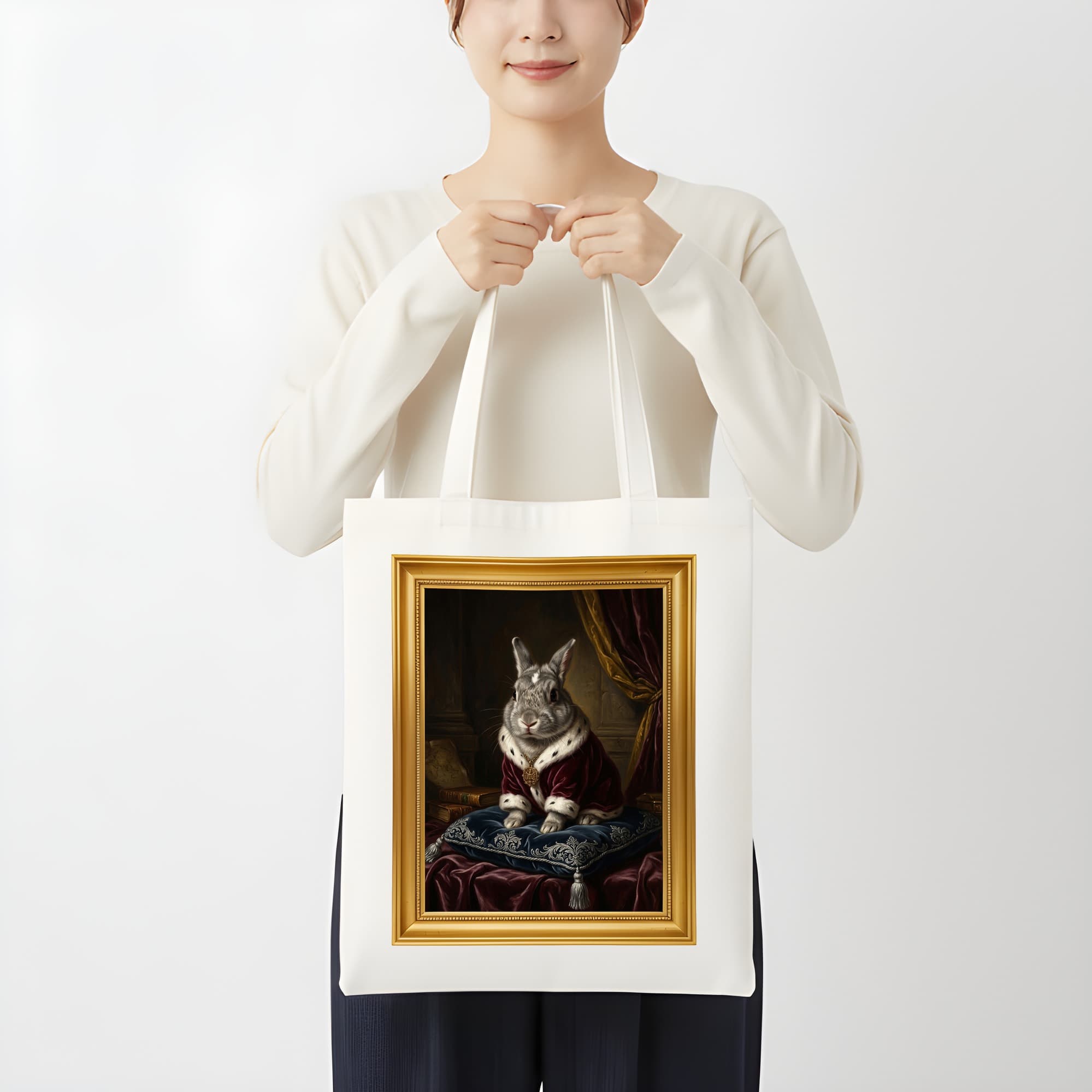 ミニレッキスのルネサンス肖像画トートバッグ(カラープリント・額縁デザインあり) 3