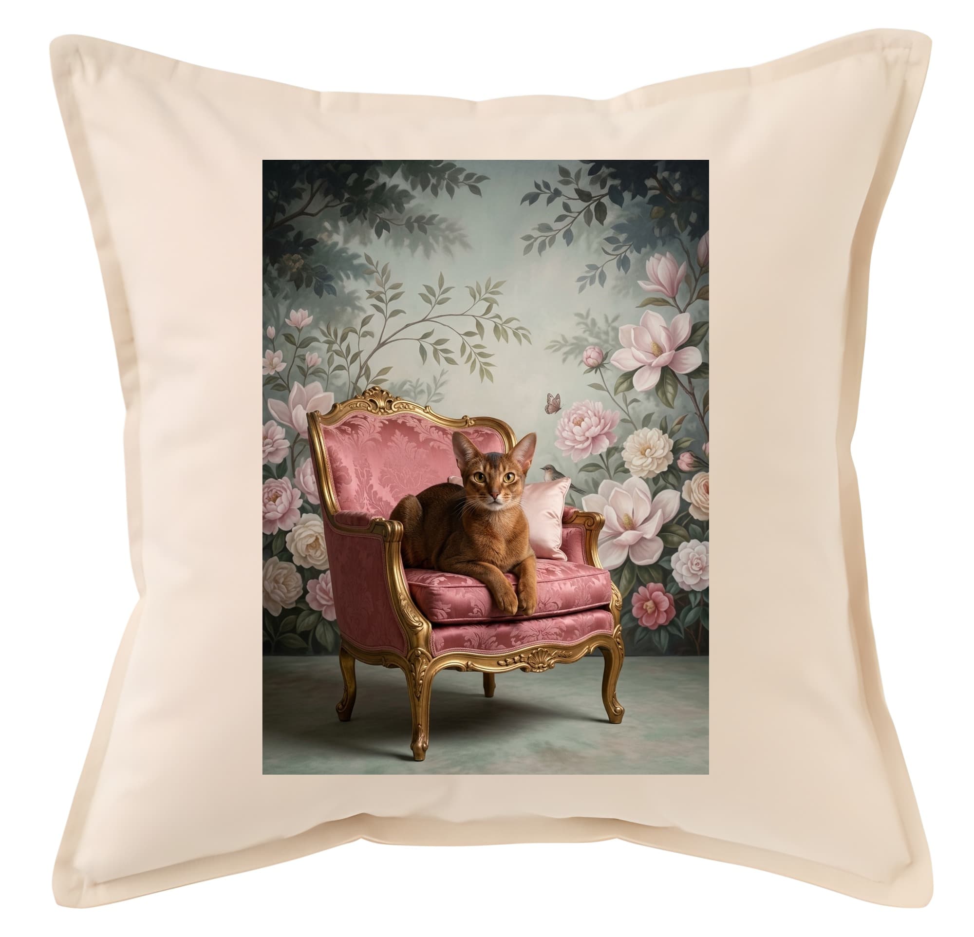 Abyssinian Shabby Pink Oil-Painting Rococo Cushion