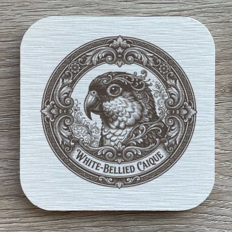 シロハラインコのルネサンス肖像画コースターセット