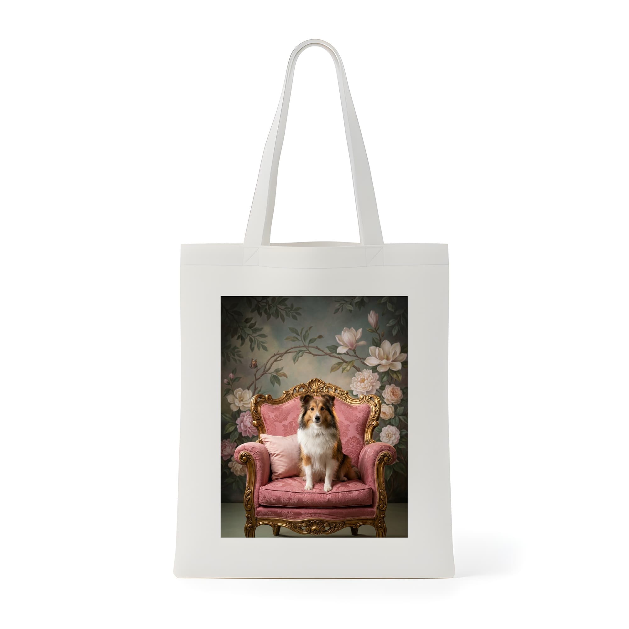 Shetland sheepdog Shabby Pink Oil-Painting Rococo Tote Bag