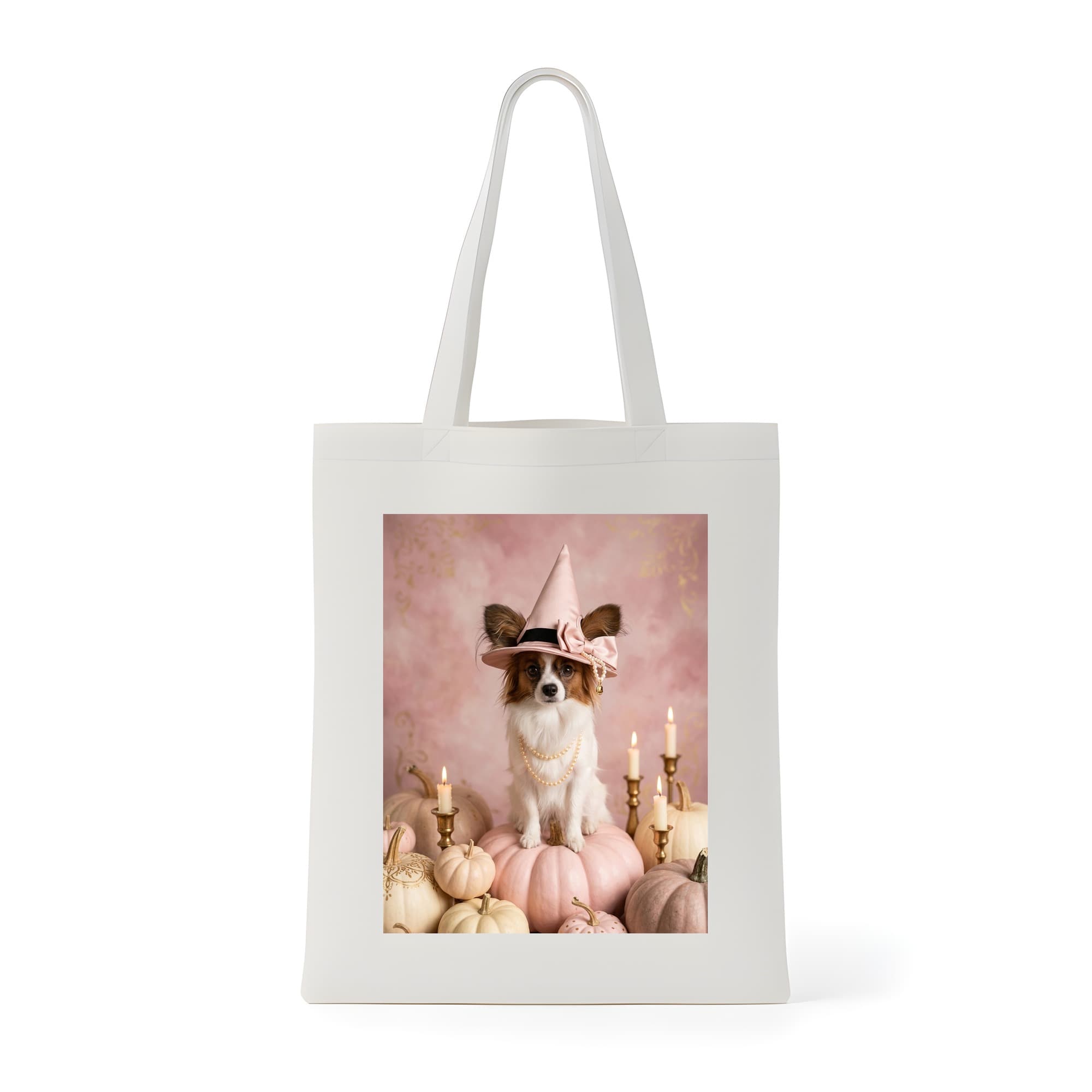 papillon Pumpkin & Candlelight Oil-Painting Halloween Tote Bag