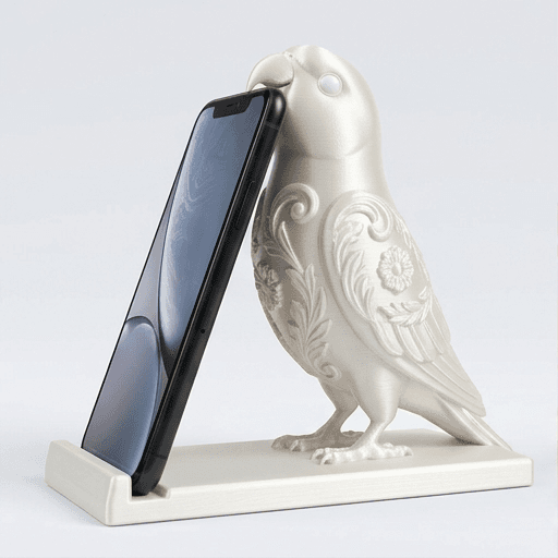 ワカケホンセイインコのルネサンス肖像画スマホスタンド(シルクホワイト)