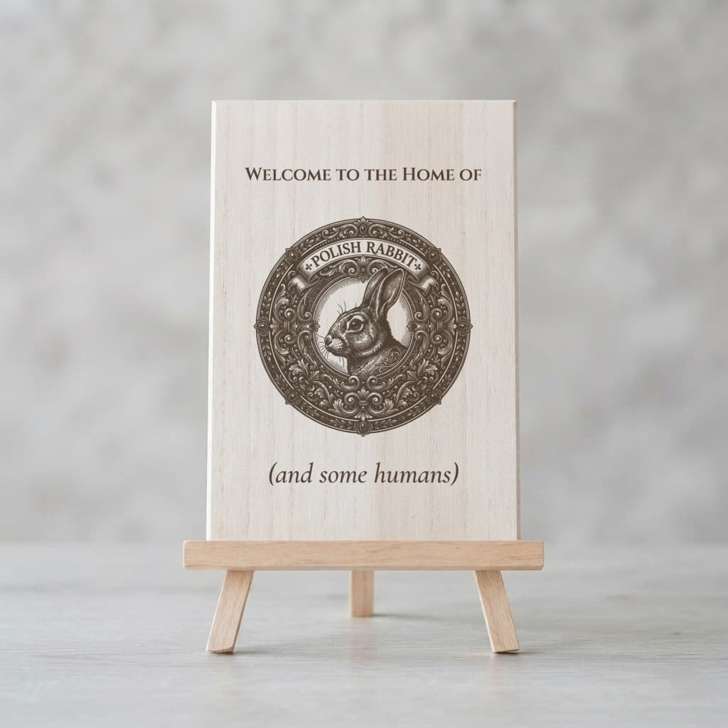 Polish rabbit Renaissance Portrait Wooden Welcome Board
