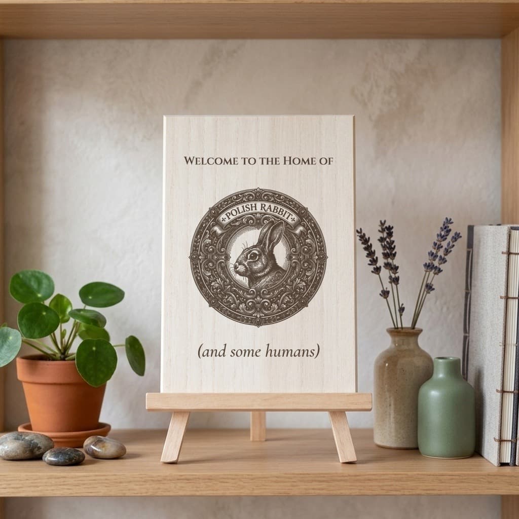 Polish rabbit Renaissance Portrait Wooden Welcome Board 3