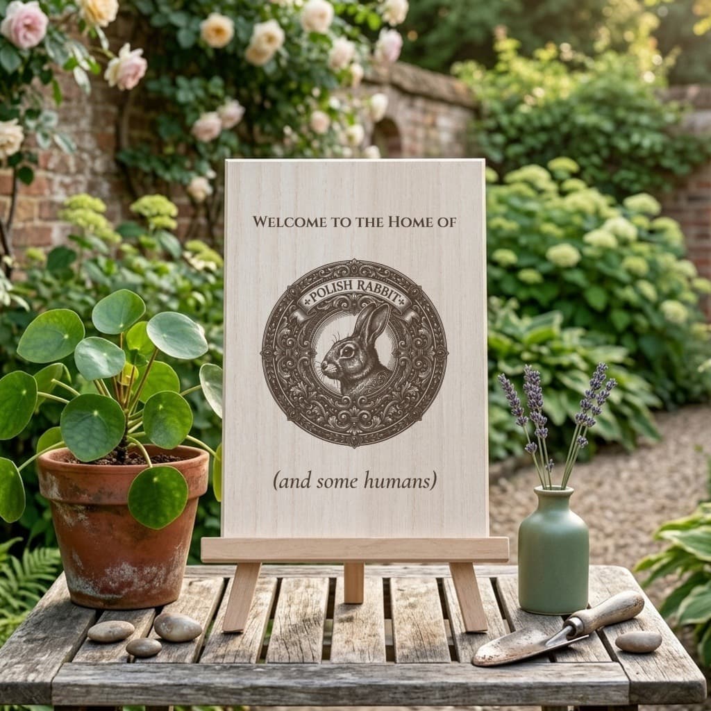 Polish rabbit Renaissance Portrait Wooden Welcome Board 4