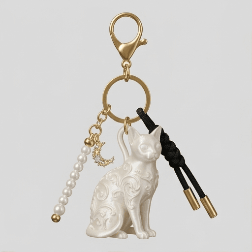 Burmese Renaissance Portrait Keychain (Pearl White)